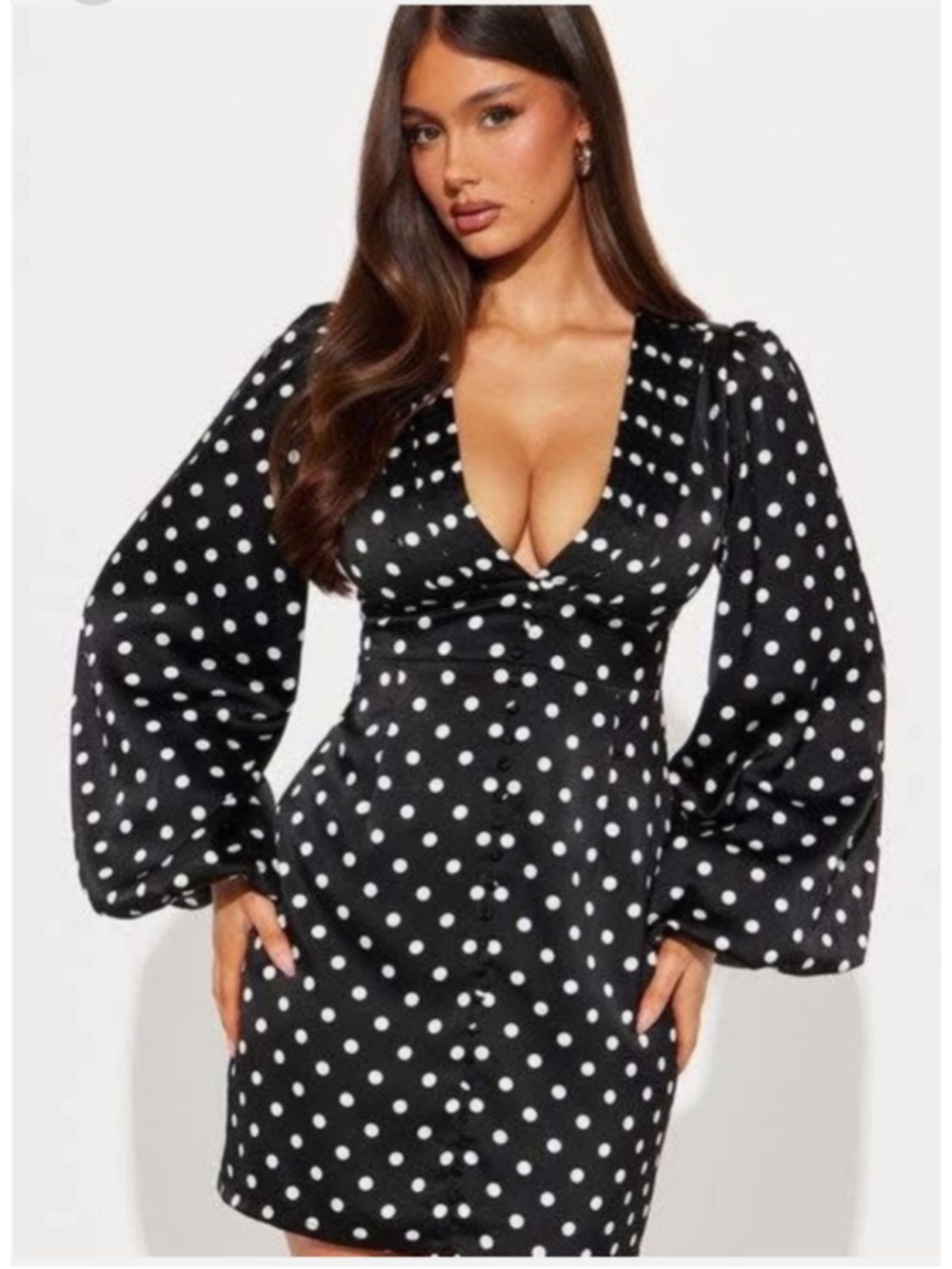 Fashion Nova Celeste Polka Dot Satin Mini Dress. XS - Picture 3 of 11